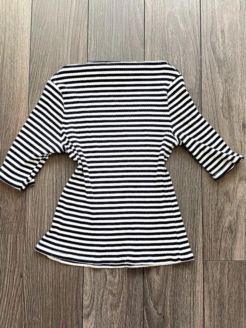 Old Navy Striped 3/4 Sleeve Top in Blue & White Size large